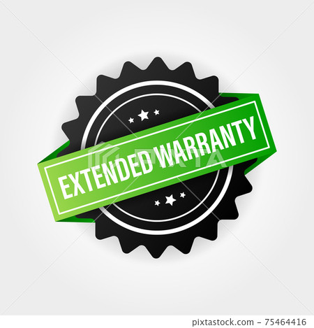 Vector vintage green extended warranty label template. White background. Certificate icon design vector illustration. 75464416
