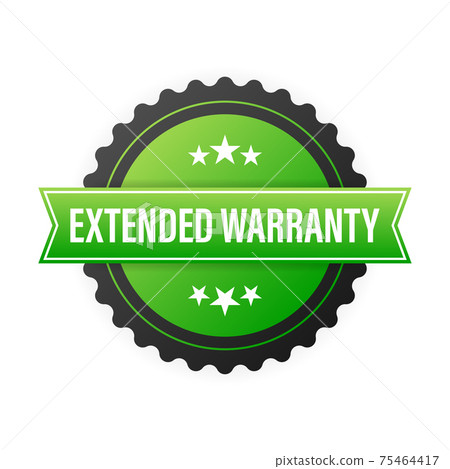 Vector vintage green extended warranty label template. White background. Certificate icon design vector illustration. 75464417