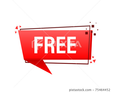 Flat icon with free banner. Typography poster. Buy offer sticker. Vector text. Flat icon with free banner. Typography poster. Buy offer sticker. Vector text. 75464452