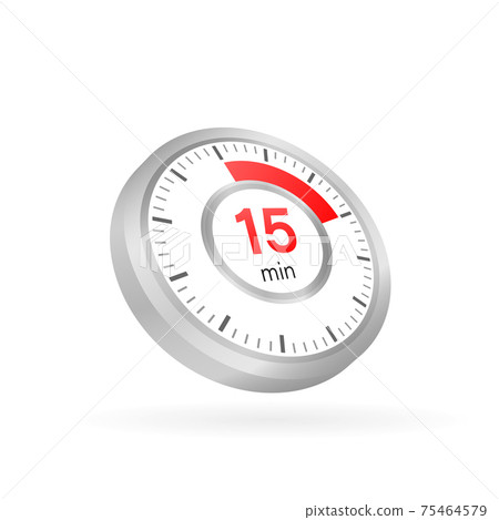 The 15 minutes, stopwatch vector icon. Stopwatch icon in flat style on a white background. Vector stock illustration. The 15 minutes, stopwatch vector icon. Stopwatch icon in flat style on a white background. Vector stock illustration. 75464579