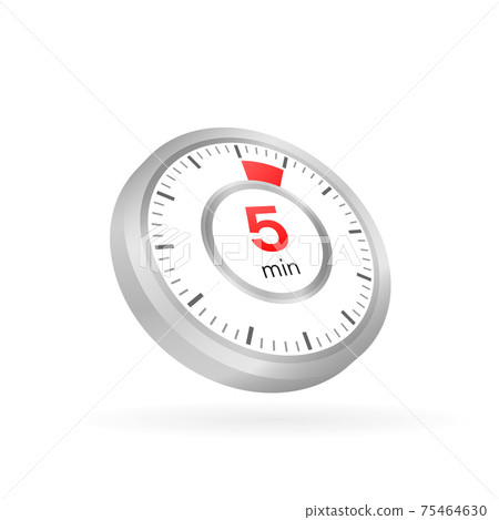 The 5 minutes, stopwatch vector icon. Stopwatch icon in flat style on a white background. Vector stock illustration. The 5 minutes, stopwatch vector icon. Stopwatch icon in flat style on a white background. Vector stock illustration. 75464630