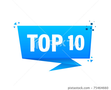 Top 10. Red button. Flat vector illustration on white background. Top 10. Red button. Flat vector illustration on white background. 75464660