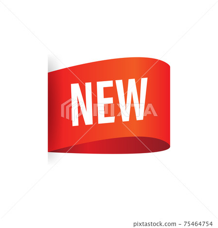 'New' text on red banner, advertising, vector illustration. 'New' text on red banner, advertising, vector illustration. 75464754