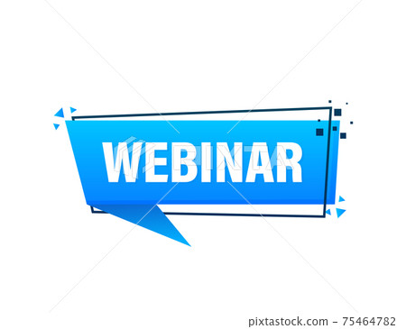Webinar blue button, icon. Vector design illustration. Webinar blue button, icon. Vector design illustration. 75464782