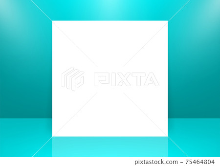 Modern studio background, great design for any purposes. Vector green abstract background with sheet of paper. 3d vector illustration. 75464804