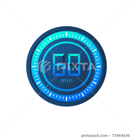 The 60 minutes, stopwatch vector icon. Stopwatch icon in flat style on a white background. Vector stock illustration. The 60 minutes, stopwatch vector icon. Stopwatch icon in flat style on a white background. Vector stock illustration. 75464836