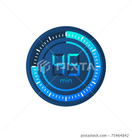 The 45 minutes, stopwatch vector icon. Stopwatch icon in flat style on a white background. Vector stock illustration. The 45 minutes, stopwatch vector icon. Stopwatch icon in flat style on a white background. Vector stock illustration. 75464842