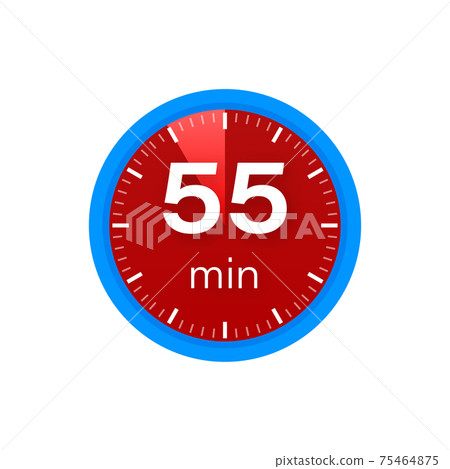 The 55 minutes, stopwatch vector icon. Stopwatch icon in flat style on a white background. Vector stock illustration. The 55 minutes, stopwatch vector icon. Stopwatch icon in flat style on a white background. Vector stock illustration. 75464875