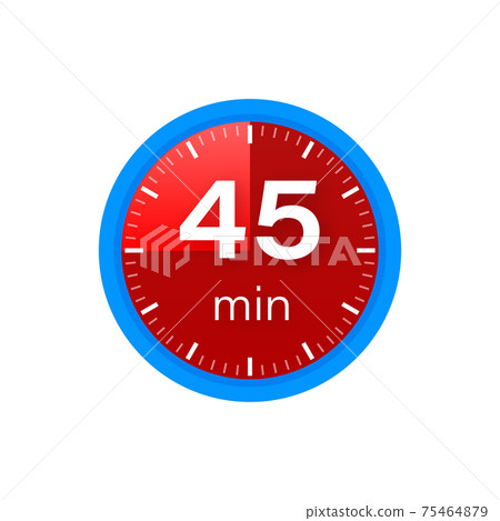 The 45 minutes, stopwatch vector icon. Stopwatch icon in flat style on a white background. Vector stock illustration. The 45 minutes, stopwatch vector icon. Stopwatch icon in flat style on a white background. Vector stock illustration. 75464879