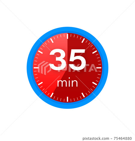 The 35 minutes, stopwatch vector icon. Stopwatch icon in flat style on a white background. Vector stock illustration. The 35 minutes, stopwatch vector icon. Stopwatch icon in flat style on a white background. Vector stock illustration. 75464880