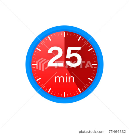 The 25 minutes, stopwatch vector icon. Stopwatch icon in flat style on a white background. Vector stock illustration. The 25 minutes, stopwatch vector icon. Stopwatch icon in flat style on a white background. Vector stock illustration. 75464882