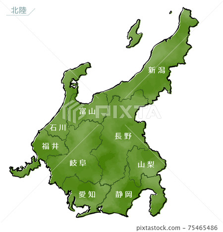 Japanese-style map of Japan Chubu region 75465486