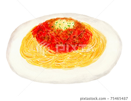 Watercolor illustration of minced meat pasta 75465487