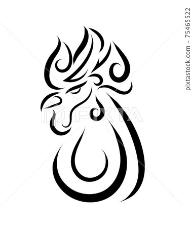 Black and white line art of rooster head. Good use for symbol, mascot, icon, avatar, tattoo, T Shirt design, logo or any design you want. 75465522
