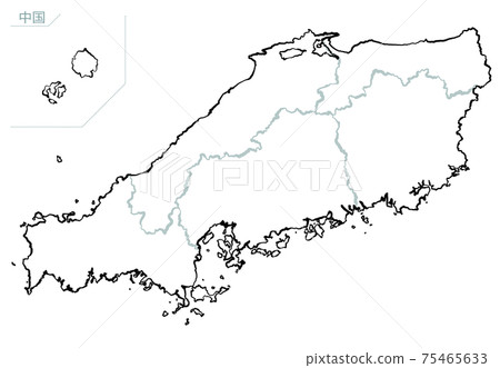 Japanese-style map of Japan Chugoku region 75465633