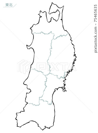Japanese-style map of Japan Tohoku region 75465635