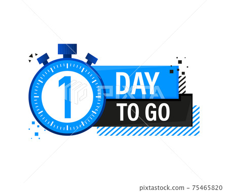One Day To Go Timer Label, blue emblem banner. Vector illustration. One Day To Go Timer Label, blue emblem banner. Vector illustration. 75465820