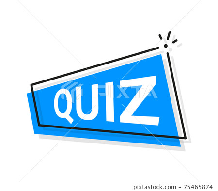 Quiz blue banner in 3D style on white background. Vector illustration. 75465874