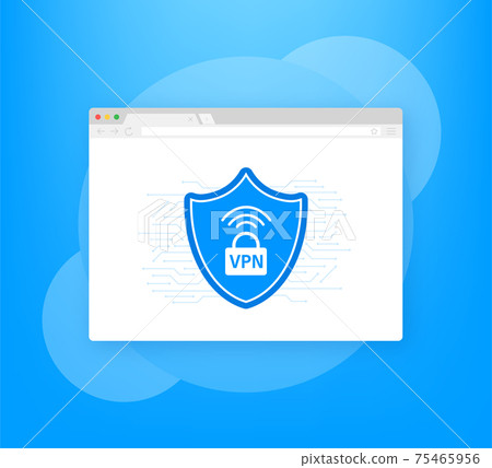VPN flat blue secure label on white background. Vector illustration. 75465956