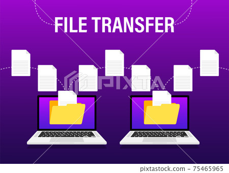 Modern flat icon with file transfer on white background. Document icon vector. Isometric vector. Modern flat icon with file transfer on white background. Document icon vector. Isometric vector. 75465965