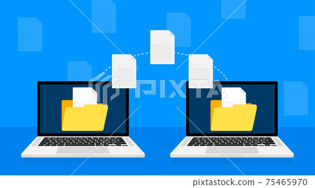 Modern flat icon with file transfer on white background. Document icon vector. Isometric vector. Modern flat icon with file transfer on white background. Document icon vector. Isometric vector. 75465970