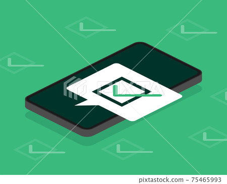 Line survey laptop in flat style green background. Vector icon. Vector flat. Line icon. Computer screen. 75465993