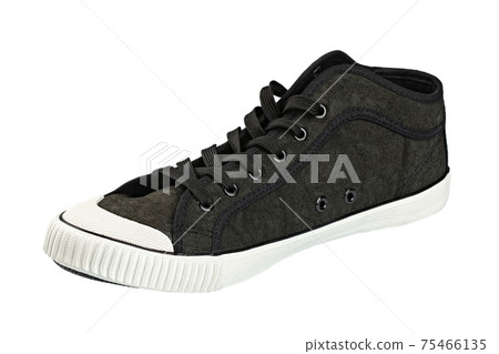 Dark gumshoe, isolated on white background. File contains clipping path. Casual shoes. 75466135