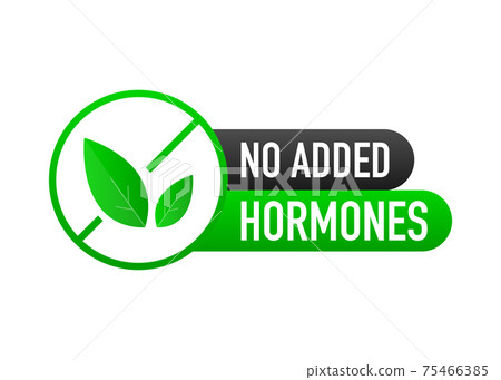 No added hormones, no added antibiotics green flat banner on white background. Vector illustration. 75466385