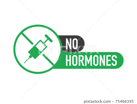 No hormones, no antibiotics green flat banner on white background. Vector illustration. 75466395