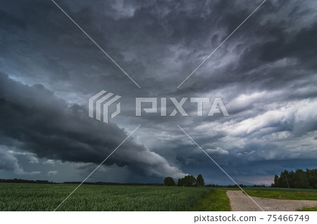 Storm clouds with hail and intence winds 75466749