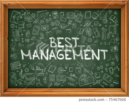 Hand Drawn Best Management on Green Chalkboard. 75467008