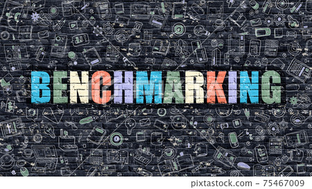 Multicolor Benchmarking on Dark Brickwall. Doodle Style. Multicolor Benchmarking on Dark Brickwall. Doodle Style. 75467009