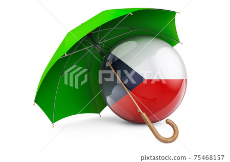 Czech Republic flag under umbrella. Protection and security of Czech Republic concept, 3D rendering Czech Republic flag under umbrella. Protection and security of Czech Republic concept, 3D rendering 75468157
