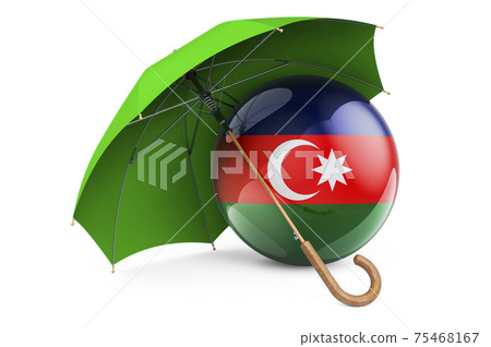 Azerbaijani flag under umbrella. Protection and security of Azerbaijan concept, 3D rendering Azerbaijani flag under umbrella. Protection and security of Azerbaijan concept, 3D rendering 75468167