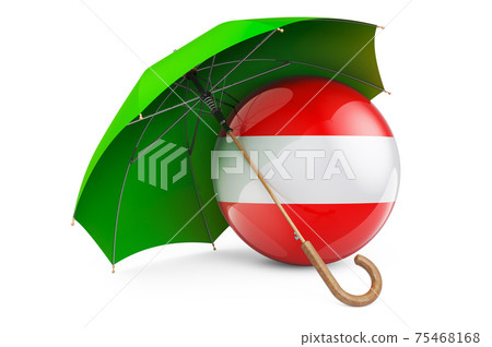 Austrian flag under umbrella. Protection and security of Austria concept, 3D rendering 75468168