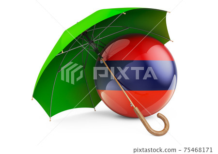 Armenian flag under umbrella. Protection and security of Armenia concept, 3D rendering 75468171