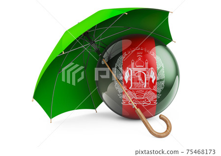 Afghan flag under umbrella. Protection and security of Afghanistan concept, 3D rendering Afghan flag under umbrella. Protection and security of Afghanistan concept, 3D rendering 75468173