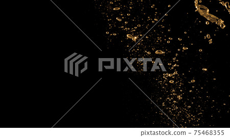 Oil liquid hi speed close up images from diesel gasoline. splashing and moving up to the air on black background. Power of fuel liquid that active and powerful. studio shot premium gold Oil concept. 75468355