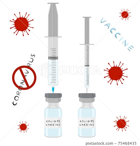 Illustration on theme medical syringe of drug for injection vaccine 75468435