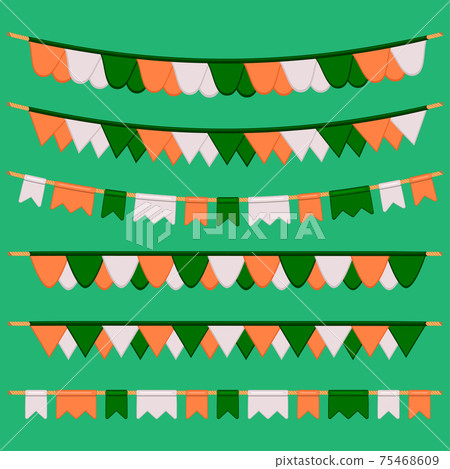 Irish holiday St Patrick day, big set from flags on rope Irish holiday St Patrick day, big set from flags on rope 75468609