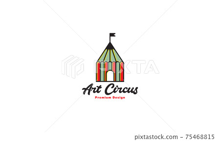 colorful circus tent with pencil logo symbol vector icon illustration design colorful circus tent with pencil logo symbol vector icon illustration design 75468815
