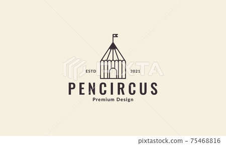 lines circus tent with pencil logo symbol vector icon illustration design lines circus tent with pencil logo symbol vector icon illustration design 75468816