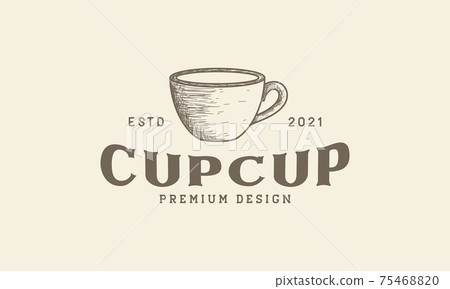 engrave cup coffee or tea logo symbol vector icon illustration design 75468820