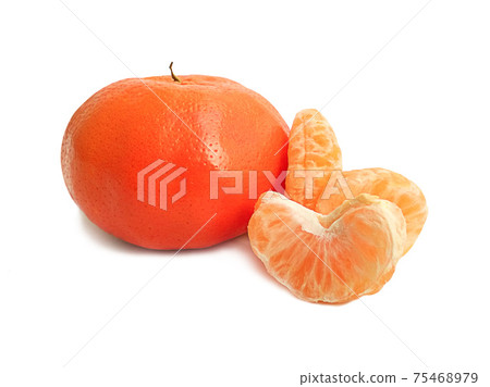 tangerine or clementine isolated on white backgrounds. mandarin orange fruit slice. tangerine or clementine isolated on white backgrounds. mandarin orange fruit slice. 75468979