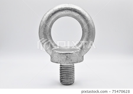 Galvanized metal with metric eye bolt, isolated on white background 75470628