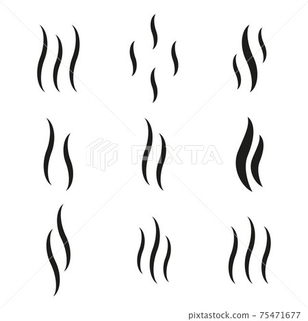 Aromas icons set. Cooking smoke, hot, steam silhouette, odor, warm smells, or vaporize symbols collection Aromas icons set. Cooking smoke, hot, steam silhouette, odor, warm smells, or vaporize symbols collection 75471677