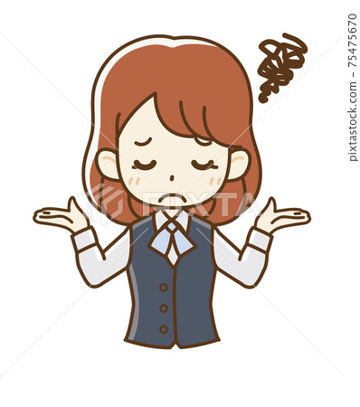 Female employee in uniform with a stunned expression 75475670