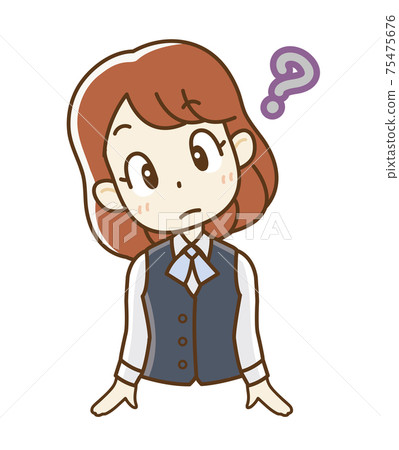 Female employee in uniform with doubts Female employee in uniform with doubts 75475676