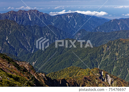 從鹿島屋立嶽山頂和黑部市附近的海岸眺望的凱卡奇山 75476697