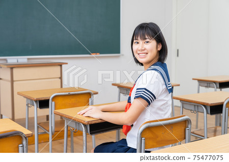 Smiley female student uniform 75477075